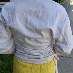 long texture ruffle sleeve white shirt